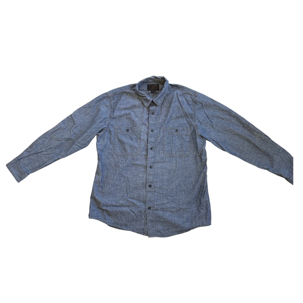 Filson Chambray Shirt Mens Large Blue Excellent Long Sleeve Cotton Workwear